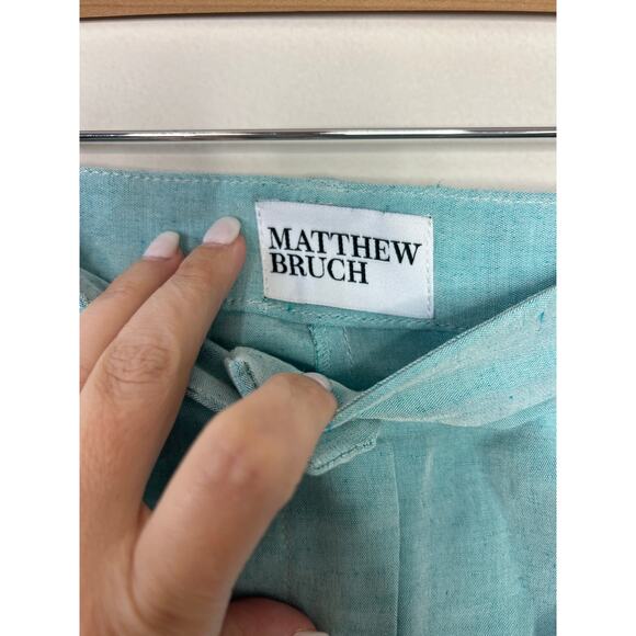NWT Matthew Bruch Button Pleated Linen Short Women's Seafoam Size: XS - Picture 6 of 9